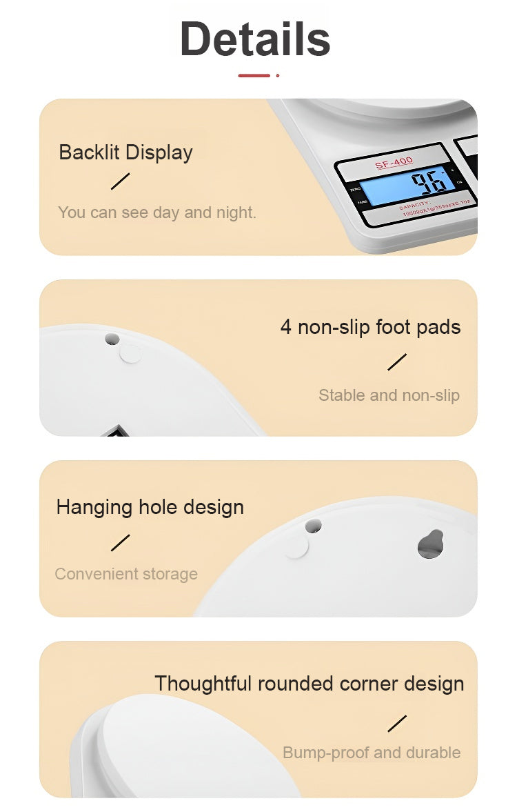 High-Precision Digital Kitchen Scale – 10kg Capacity with LCD Display & Tare Function | Accurate & Multifunctional Weighing